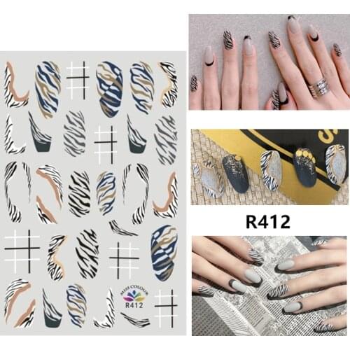 Self-adhesive 3D Stickers for Nails Zebra Pattern Line Nail Art Decorations Autumn Fashion Stickers Women Girl Nail Foil