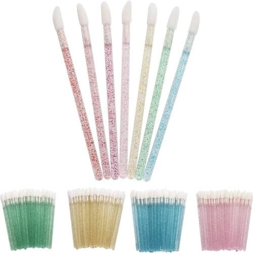 50/100pcs/pack Disposable Crystal Eyelash Makeup Brushes Mascara Wands Applicator Lip Brush for Cosmetics Make Up Tools