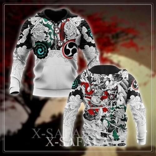 Japan Battle of the Gods - Fujin and Raiji 3D Print Size Hoodie Man Women Harajuku Outwear Zipper Pullover Sweatshirt Unisex-1