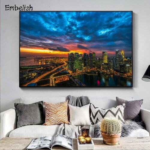 Embelish Hot Selling 1 Pieces City View Landscape Modern Home Decor Wall Art Pictures For Living Room HD Canvas Paintings Poster