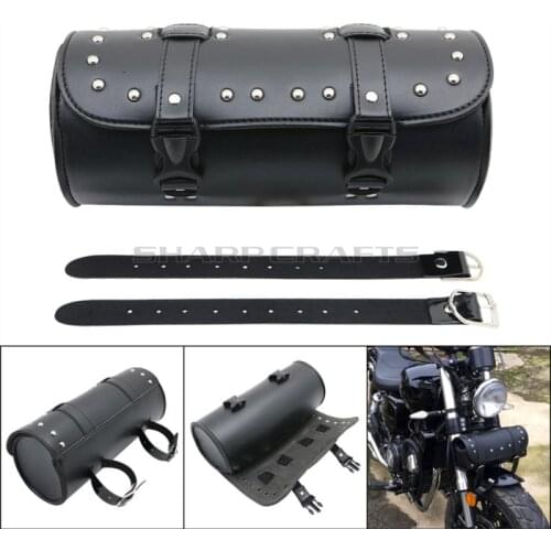 Universal Motorcycle Bike Modification Front Tool Bag Fork buckle Racing Tail Bag PU Leather SaddleBags For Harley Honda Yamaha