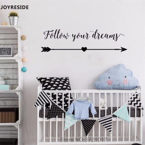 JOYRESIDE Follow Your Dreams Arrow Quotes Wall Decal Vinyl Sticker Home Children Room Words Decor Interior Design Mural A634