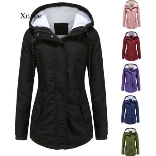 2021 Plus Size Warm Parkas Cost Winter Fashion Women Long Sleeve Jacket Thickened Cotton Autumn Padded Coat Zipper Casual Hooded