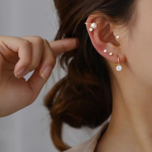 925 sterling silver earring simple fashion wafer round ear ring trend geometry cute wild trend female gold silver ear jewelry