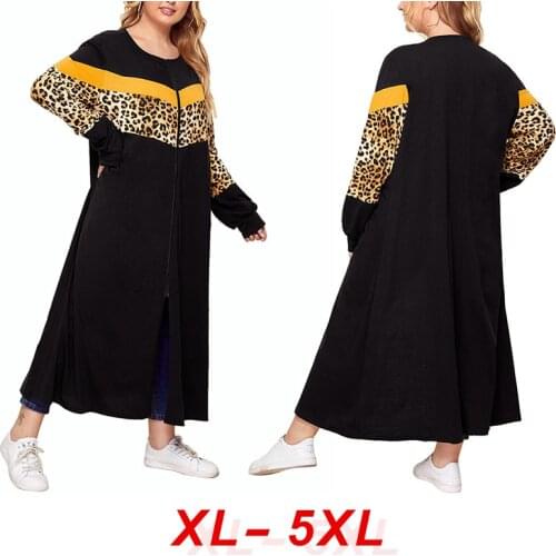 2020 Autumn Winter Long Knitted Coat Fleece Women Loose Overcoat Large Plus Size Clothing Women Leopard Long Coat