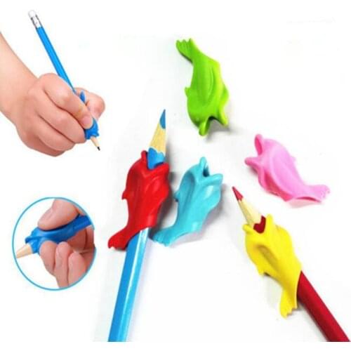 10pcs Silicone Fish Dolphins Pen Holder Learning Writing Correction Tools Children Students Stationery Gifts