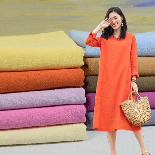 100% Cotton Linen Look Fabric Washed Breathable Soft Material Clothes By Meter
