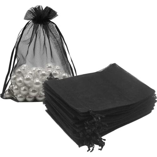 AsyPets 100Pcs Organza Bags Mesh Candy Bags Drawstring Jewelry Pouches for Present Wedding Giveaways 5in x 7in/ 13 x 18cm