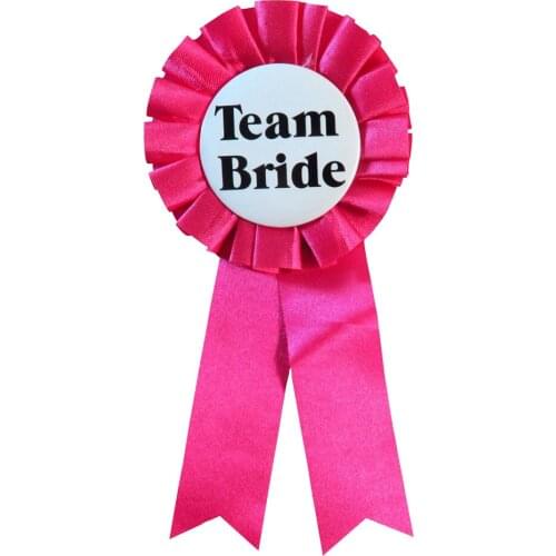 3pcs 2021 New design TEAM BRIDE Badge Bride to be button Hen party hot pink ribbon brooch bachelorette party favor