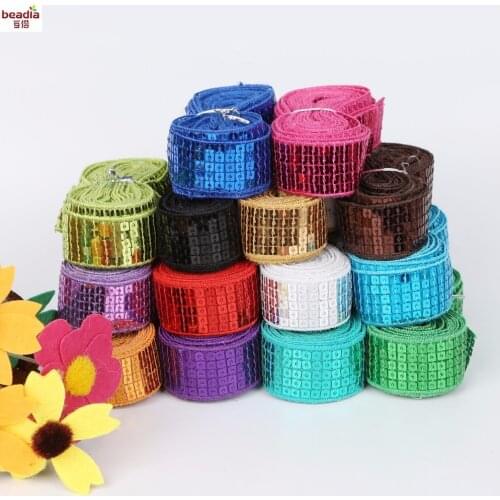 5-10 Yards Sequin Beading Trim Lace Spangle Ribbons DIY Handcraft Sewing Headdress Wedding Decoration Paillettes Cloth Crafts