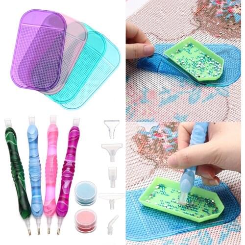 5D Resin Diamond Painting Pen SET Point Drill Pens Anti-Slip Diamond Painting Mat Cross Stitch Embroidery DIY Craft Nail Art