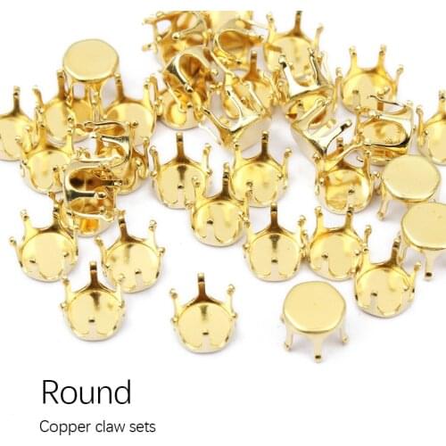 6mm,8mm,10mm Size Sew on Empty Base setting Claw Empty Round Gold Claw for Garment Accessories Free shipping