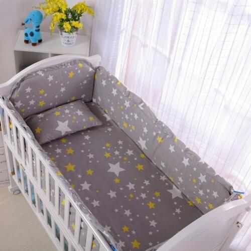 6pcs Stars Baby Bedding Set Kindergarten Baby Bed Bedcloth crib protector kit de berço bed Bumper ,4bumper+sheet+pillowcase