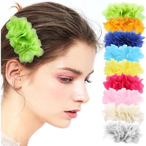 Candygirl 9pc Cute Summer Flower Hairpin Pure Color Side Barrette Tulle Beauty Hair Clip For Girls Hair Accessories Ornament