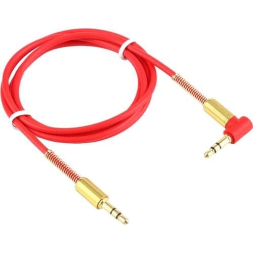 ALLOYSEED 3.5mm Jack Stereo Red/Black 1m Audio Cable Male to Male 90 Degree Right Angle Cable 3.5 jack Earphone Wire