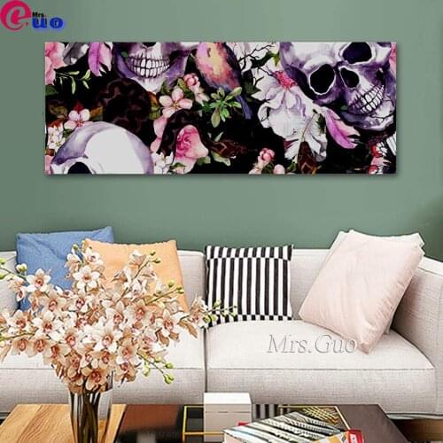 Full Square/Round Drill 5D DIY Diamond Painting "Human Skulls with Flowers " Embroidery Cross Stitch 5D Home Decor Gift