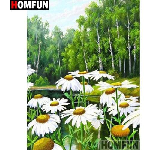 HOMFUN Full Diamond "Flower landscape" DIY 5D Diamond Painting Cross Stitch Home Decor Picture Of Rhinestone Handmade A26179