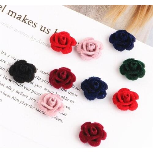 Free Shipping Wool Felt Fabric Rose Flower Button Patch Sticker Fit Girls Hair Jewelry Bow Center Ornament Accessories