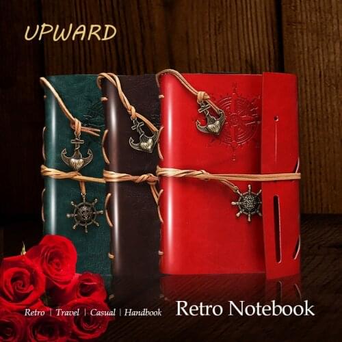 Antique travel notebook diary retro notepad PU leather spiral literature notebook paper diary planner school stationery gift