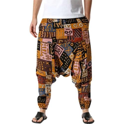 2021 New Design Drawstring Harem Pants Men’s Baggy Jogging Pants Japanese Men Crotch Wide Leg Pants Male Casual Loose Trousers