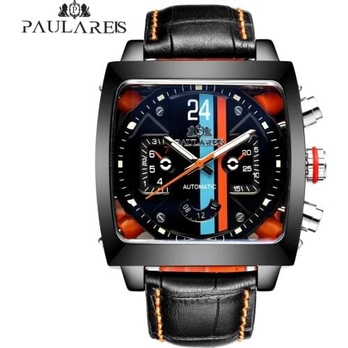 2021 New Mechanical Watches Mens Top Brand Luxury Mens Watch Automatic Date Casual Fashion Leather Strap Waterproof Wristwatch
