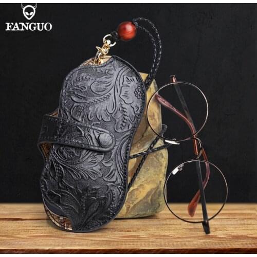 Genuine Leather Reading Glasses Bag Handmade Brand Design Sunglasses Pouch Portable Eyeglasses Display Box Storage Glasses Case