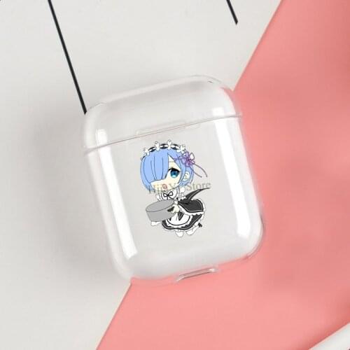 Rem Chibi Re zero Cases For Apple AirPods 1 2 Case Clear Wireless Bluetooth Earphone Case Protective Shell