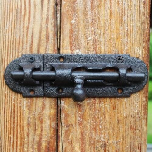 Cast Iron Bolt Thickened Wooden Door Bolt Latch, Vintage Barrel Bolt with Padlock Hole, Interior Door Latches
