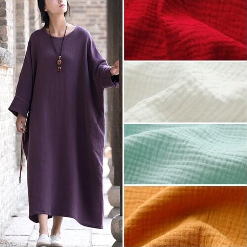 Pure Cotton Double-layer Crepe Fabric Soft Skin-friendly Breathable Comfortable Clothing Dress Home Service Fabrics Sewing