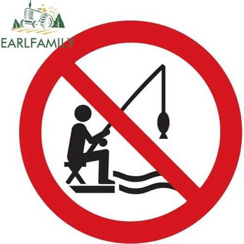 EARLFAMILY 13cm x 13cm for No Fishing Car Sticker Windshield Windows Decal Waterproof Sunscreen Creativite Car Door Protector