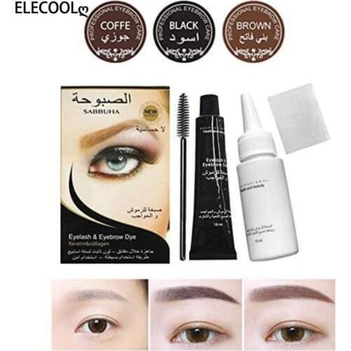 ELECOOL 15 Minute Fast Easy Dye Professional Series Henna Eyelash Eyebrow Dye Tint Gel Eyelash Brown Black Color Tint Cream Kit