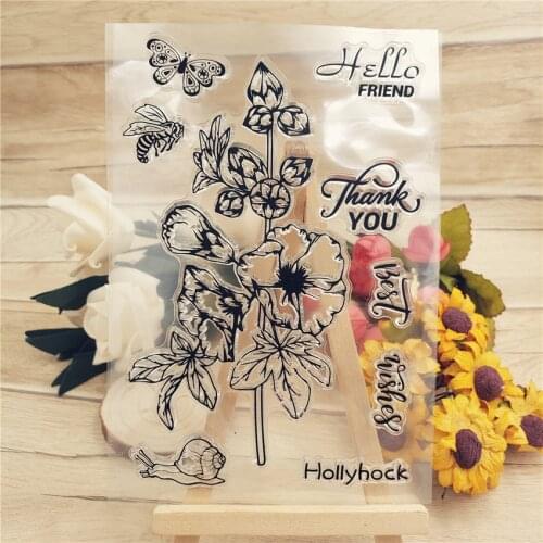 Hot sale Hollyhock Transparent Clear Stamps / Silicone Seals Roller Stamp for DIY scrapbooking photo album/Card Making