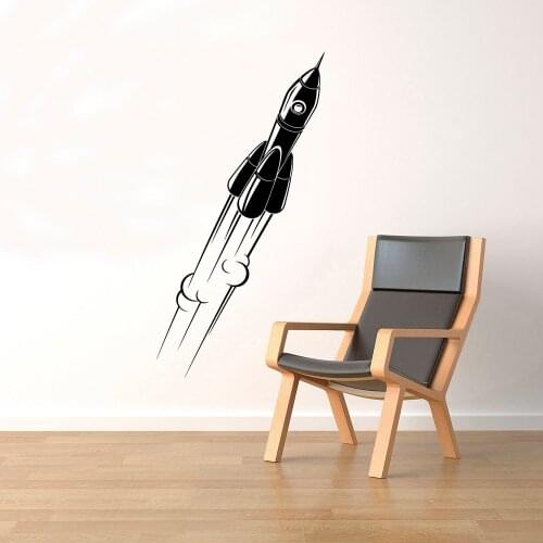 Space Rocket Wall Decal Vinyl Spaceship Nursery Wall Stickers Kids Room Home Interior Decoration Waterproof Art Sticker X330
