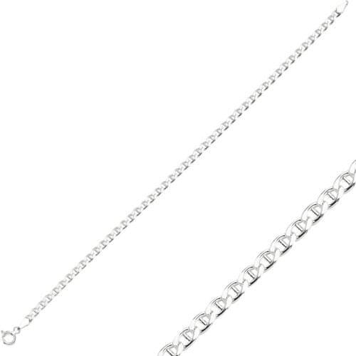 KUTAYDAN 925 Sterling Silver 80 Micron Mariner (Bull Bar) Chain Bracelet