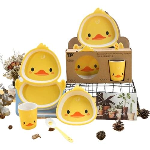 Melamine tableware customized baby yellow duck shape rice bowl childrens creative tableware kindergarten canteen wholesale