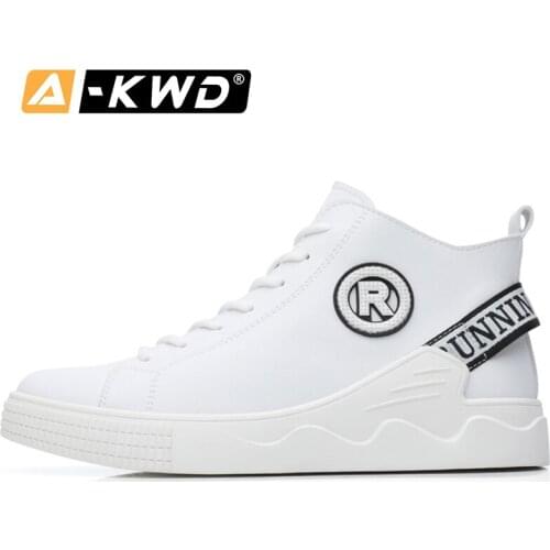 Fashion 2019 Mens Shoes Casual Pu Leather Comfort Mans Shoes Turnschuhe Autumn Breath Leather Sneakers Lace-up High Sneakers Men