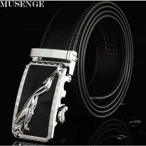 MUSENGE Designer Jaguar luxury genuine Leather men Belts For Men Ceinture Homme mens male Belt Automatic buckle Cinturon Hombre