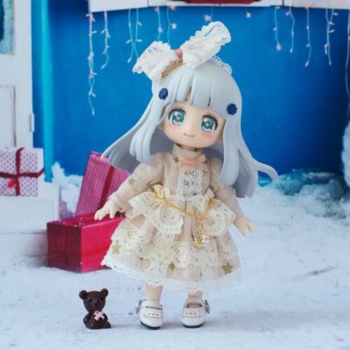 OB11 Baby Dress Gold Star Doll Dress Molly 1/12 BJD Circle P9 Dress doll clothes skirt