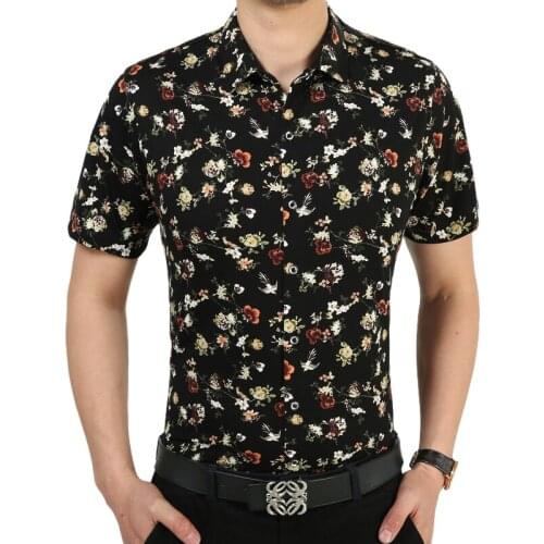 Wholesale Latest Design Cheap Fashion Casual Holiday Slim Fit Floral Printed Short Sleeve Shirts
