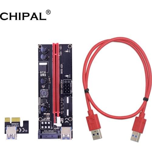CHIPAL VER009 USB 3.0 PCI-E Riser VER 009S Express 1X 4x 8x 16x Extender Riser Adapter Card SATA 15pin to 6 pin Power Cable