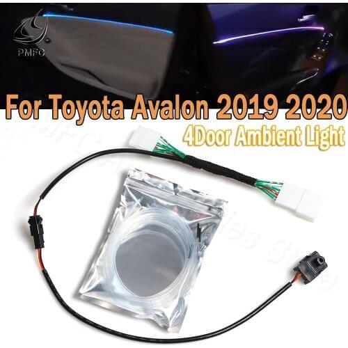 PMFC 4Door Ice Blue/64 Color Door Light Ambient Light Car Interior Atmosphere Stripes Decorative Lamp For Toyota Avalon 2019 20