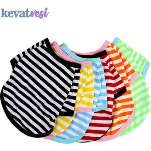 Stripe Dog Shirt Summer Dog Clothes for Small Dogs Neck T-Shirt Chihuahua Breathable Fashion Pet Clothing Ropa Para Perro S-XXL