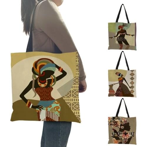 Retro Djembe Dunun African Dance Afro Women Tote Bag Handbags Ladies Reusable Large Shopping Bags Leisure School Beach Bag Gift