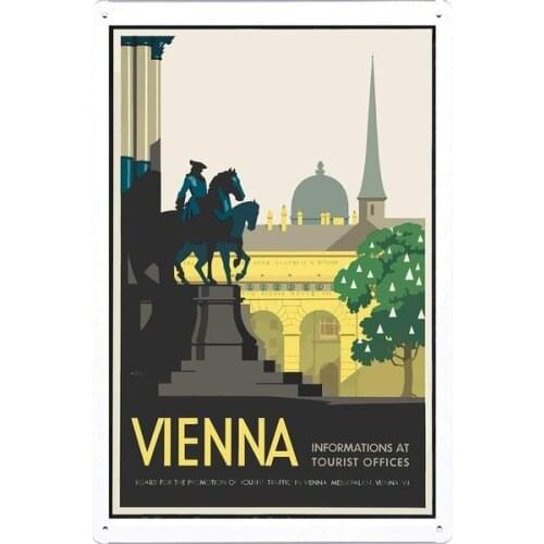 Retro tin paintings Vienna Travel Poster Tin Sign ,Retro Vintage