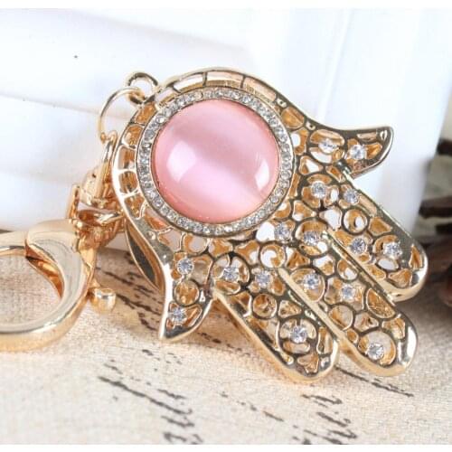 Hand Palm Round Cute Crystal Rhinestone Charm Pendant Purse Bag Car Key Ring Chain Creative Wedding Party Gift