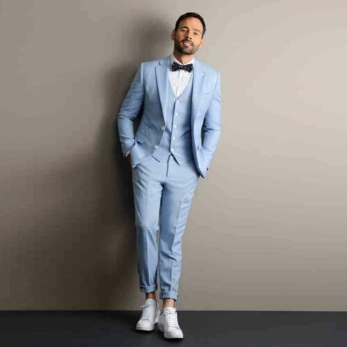 Blue Classic Mans Suits for Wedding Man Blazer Groom Tuxedos Costume Made Dinner Suits Prom Dresses 3 Pieces(Jacket+Pants+Vest)
