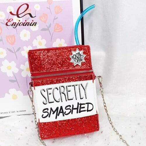 Sequins Straw Box Shape Chain Shoulder Bag for Women Designer Purses and Handbags Young Girls Crossbody Bags Cartoon Clutch