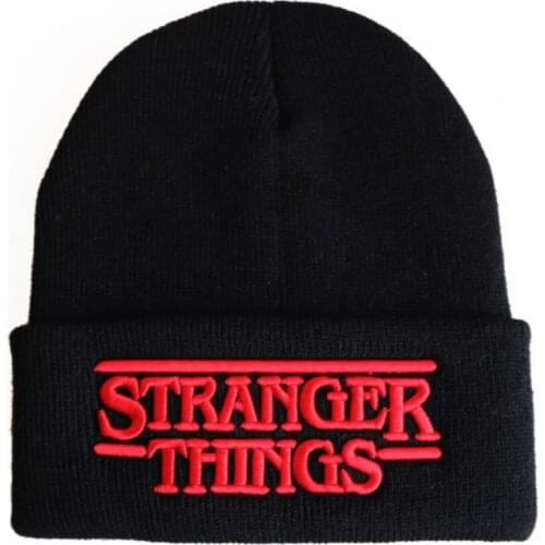 Embroidery STRANGER THINGS Warm Knitted Hat For Men Sports Women Winter Hat Streetwear Hip Hop Skullies Beanie Female Ski Cap