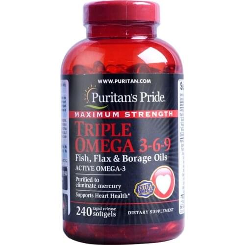 Triple Omega 3-6-9 Fish, Flax & Borage Oils-240 Pcs Free Shipping