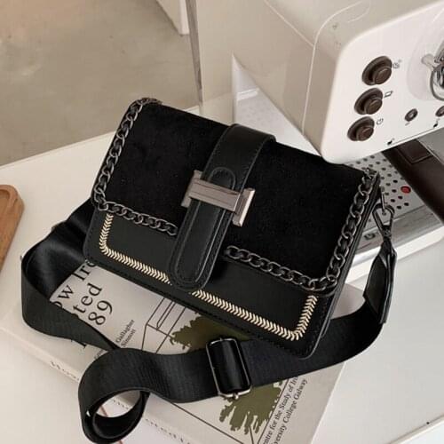 Vintage Scrub Leather Crossbody Bags For Women Chain Decoration Luxury Brand Designer Shoulder Bag Female Fashion Small Handbags